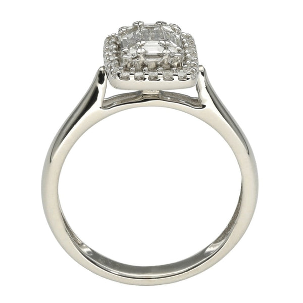 9ct White Gold Diamond Halo Cluster Ring - 0.43ct