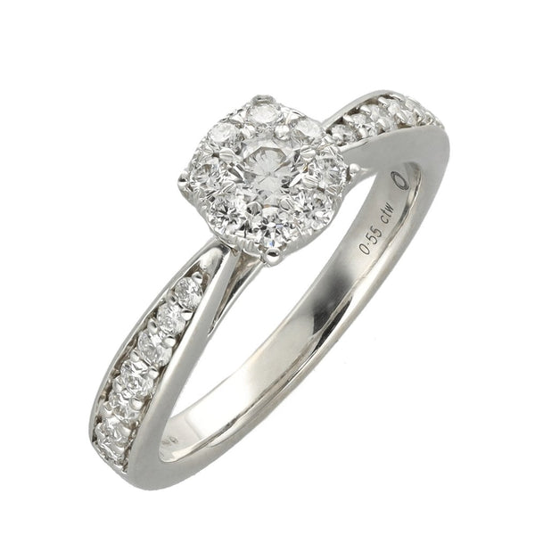 Ladies 18ct White Gold Diamond Cluster Engagement Ring