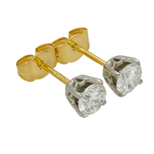 Ladies 18ct Gold 1.07ct Diamond Stud Earrings - H/I