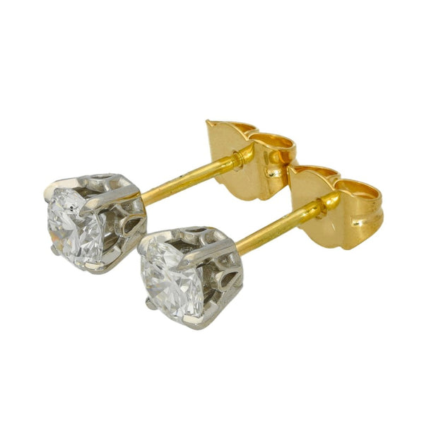Ladies 18ct Gold 1.07ct Diamond Stud Earrings - H/I