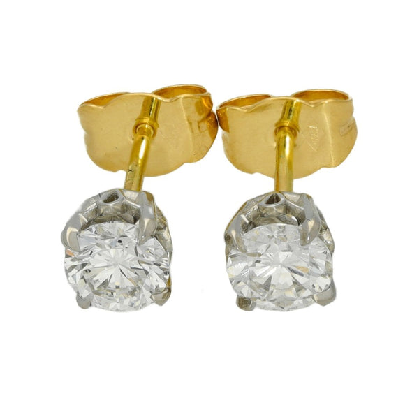 Ladies 18ct Gold 1.07ct Diamond Stud Earrings - H/I