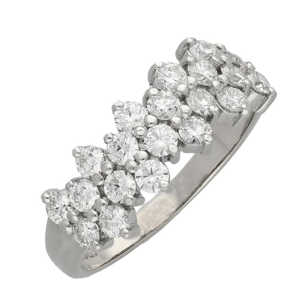 Ladies 18ct White Gold Diamond Cluster Row Ring - 1.60ct