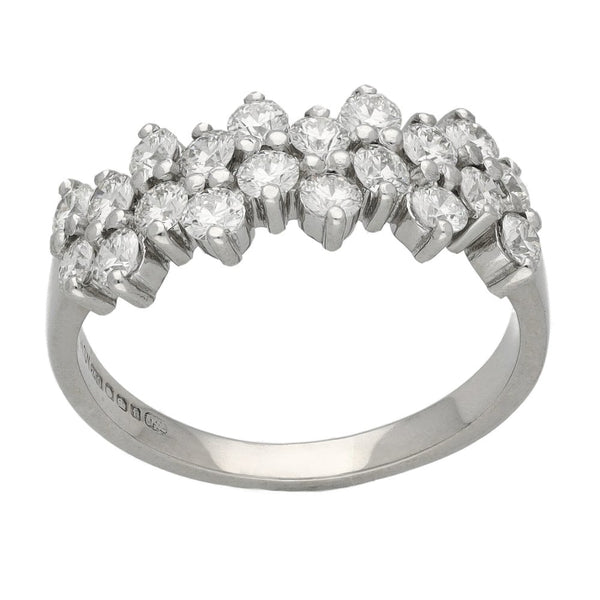 Ladies 18ct White Gold Diamond Cluster Row Ring - 1.60ct