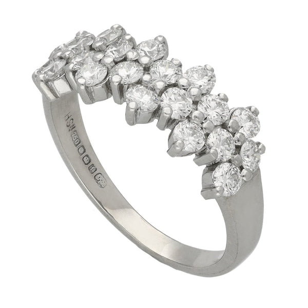 Ladies 18ct White Gold Diamond Cluster Row Ring - 1.60ct