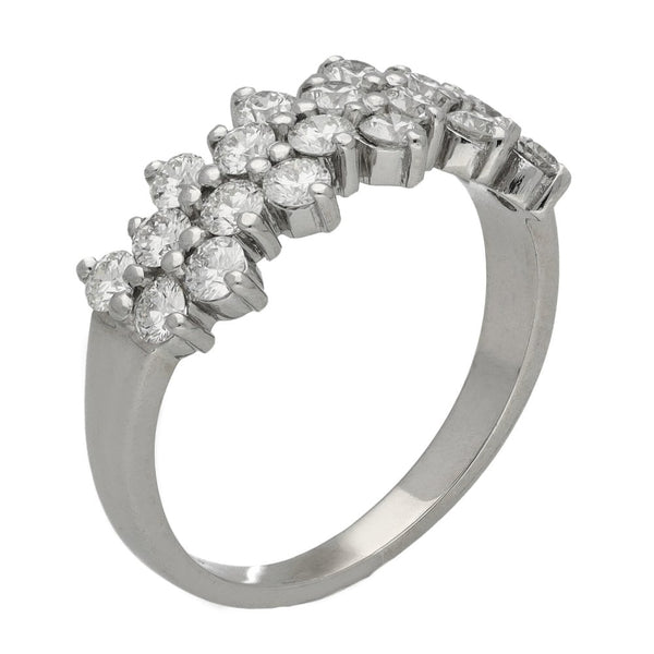Ladies 18ct White Gold Diamond Cluster Row Ring - 1.60ct