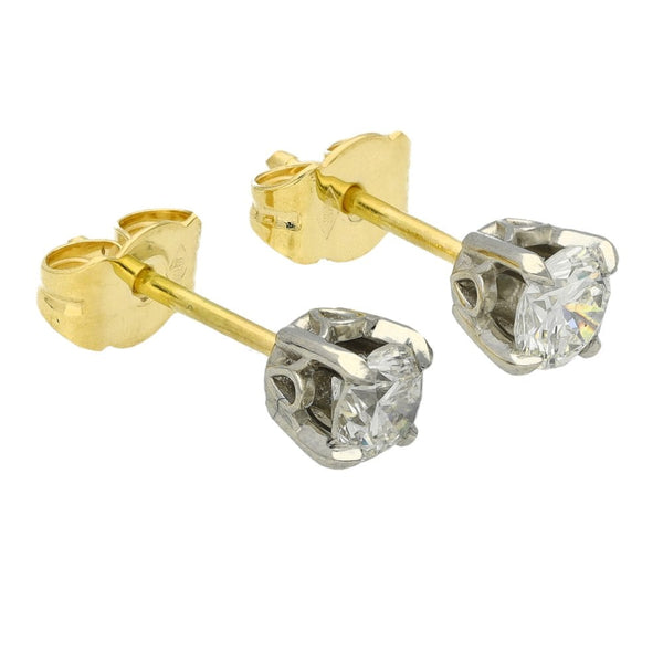 Ladies 18ct Yellow Gold Diamond Stud Earrings - 0.74ct
