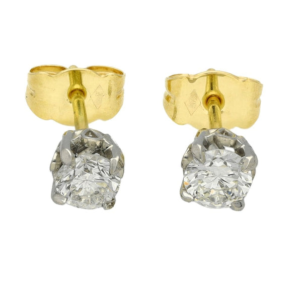 Ladies 18ct Yellow Gold Diamond Stud Earrings - 0.74ct