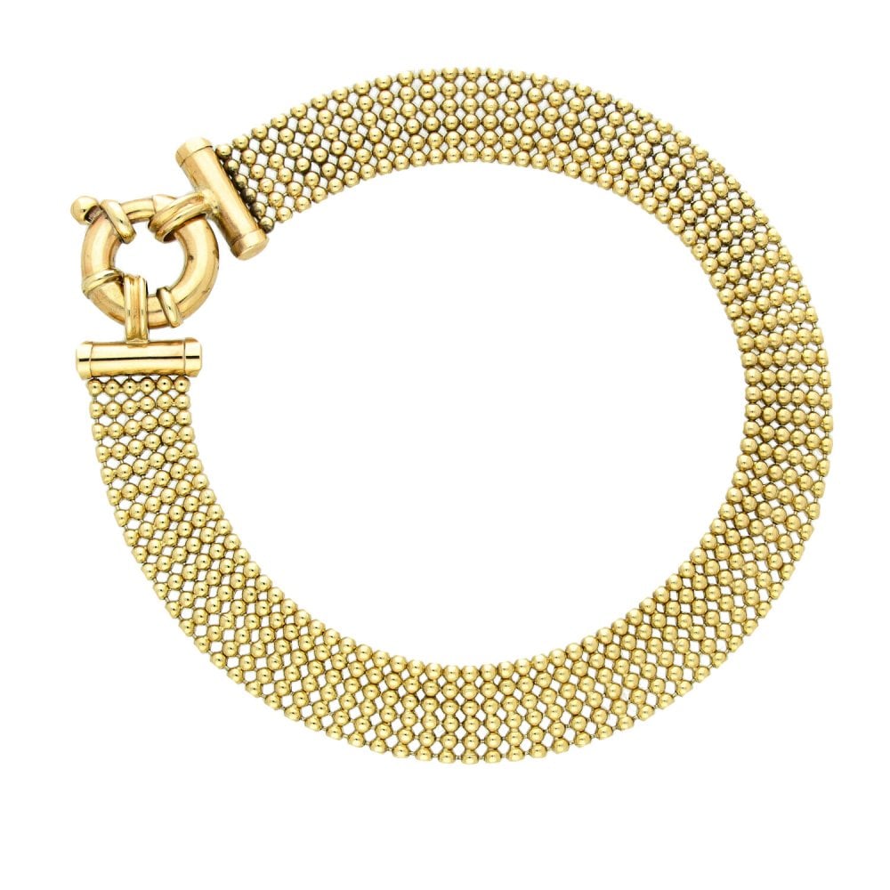 Ladies 9ct Yellow Gold Bead Style Bracelet - 7"