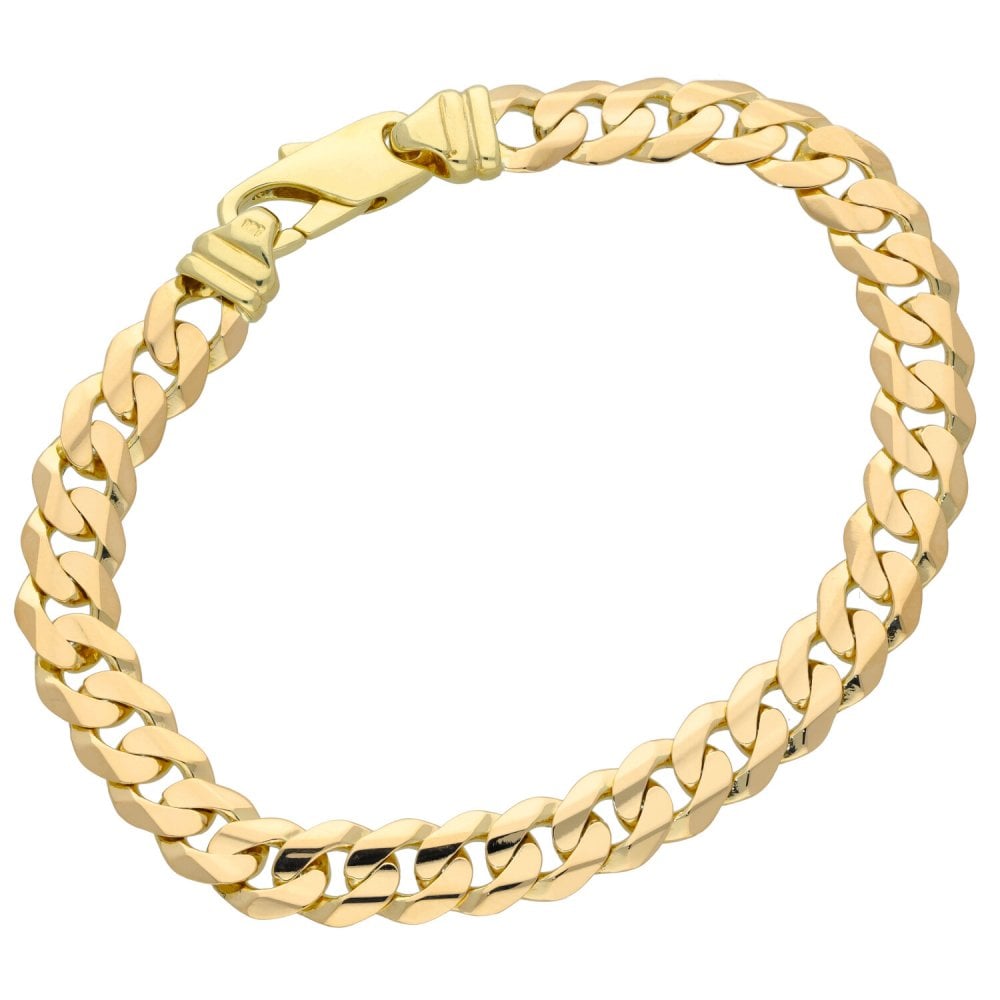 Ladies 9ct Yellow Gold 7.5" Curb Bracelet - 14.9g