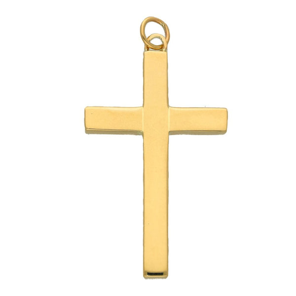 9ct Yellow Gold Plain Block Cross - 10.2g
