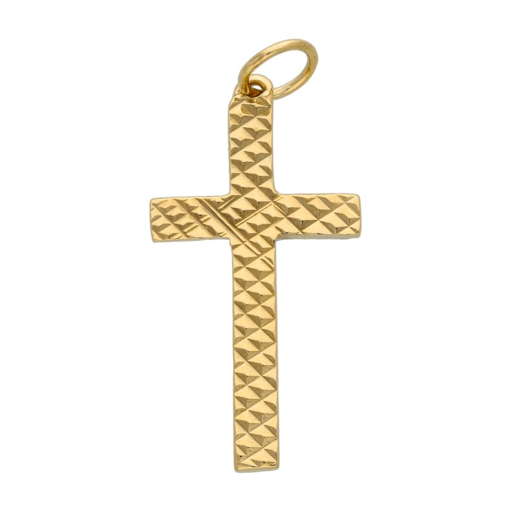 9ct Yellow Gold Plain & Pattern Cross - 3.7g