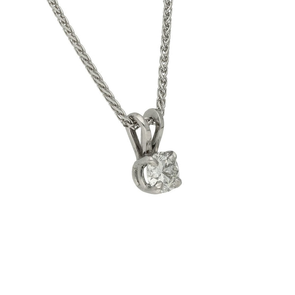 Ladies 18ct White Gold Diamond Solitaire Pendant & 16" Chain