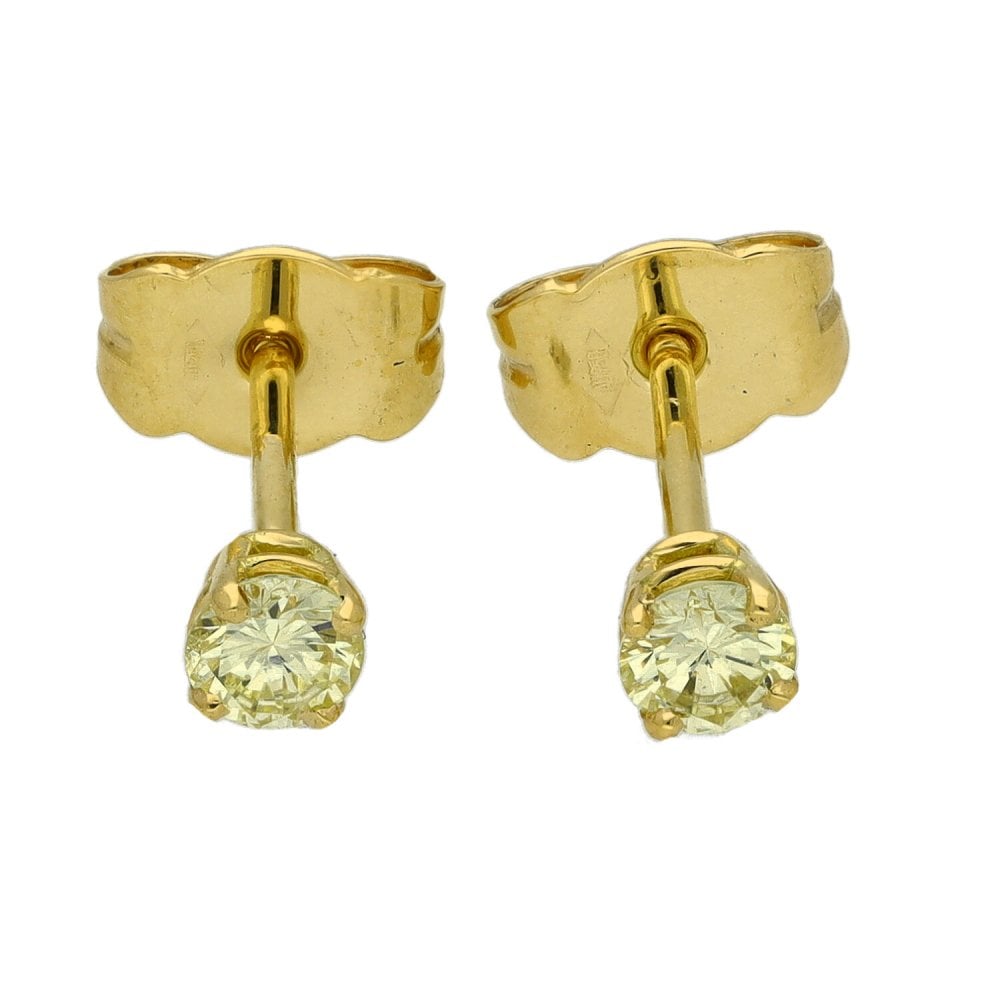 Ladies 18ct Yellow Gold Diamond Stud Earrings - 0.30ct