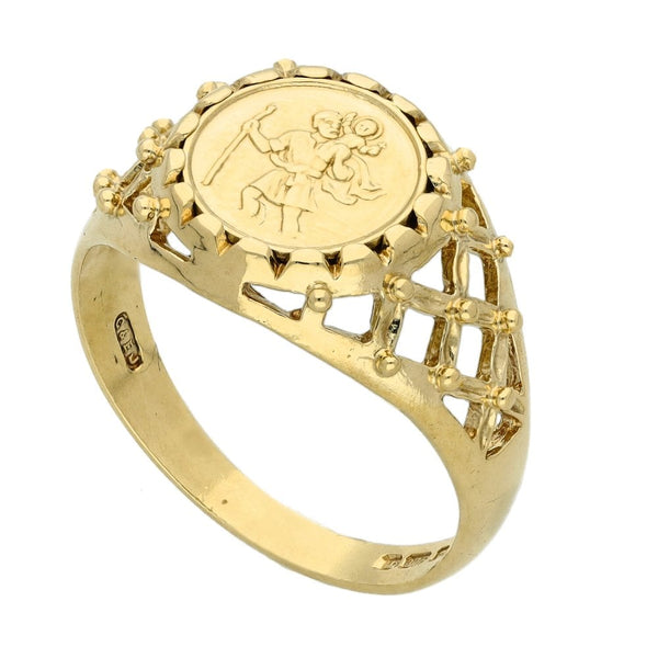 9ct Yellow Gold St. Christopher Ring - Size R