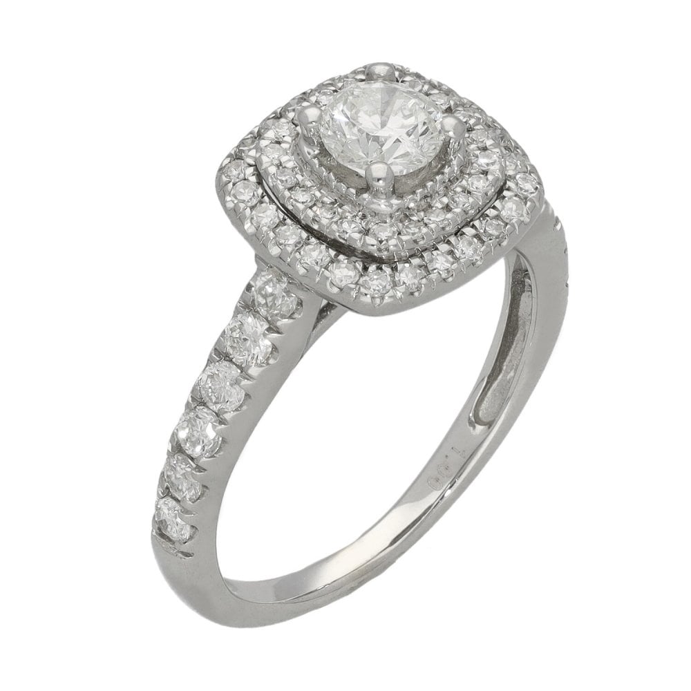Ladies 18ct White Gold Diamond Cluster Ring - 1.00ct