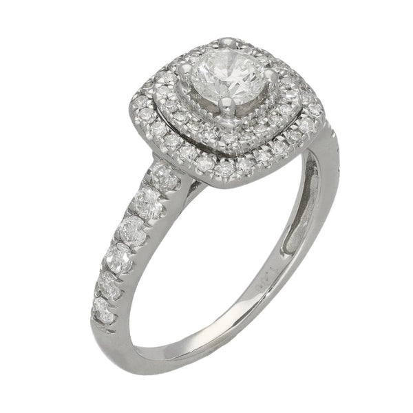 Ladies 18ct White Gold Diamond Cluster Ring - 1.00ct