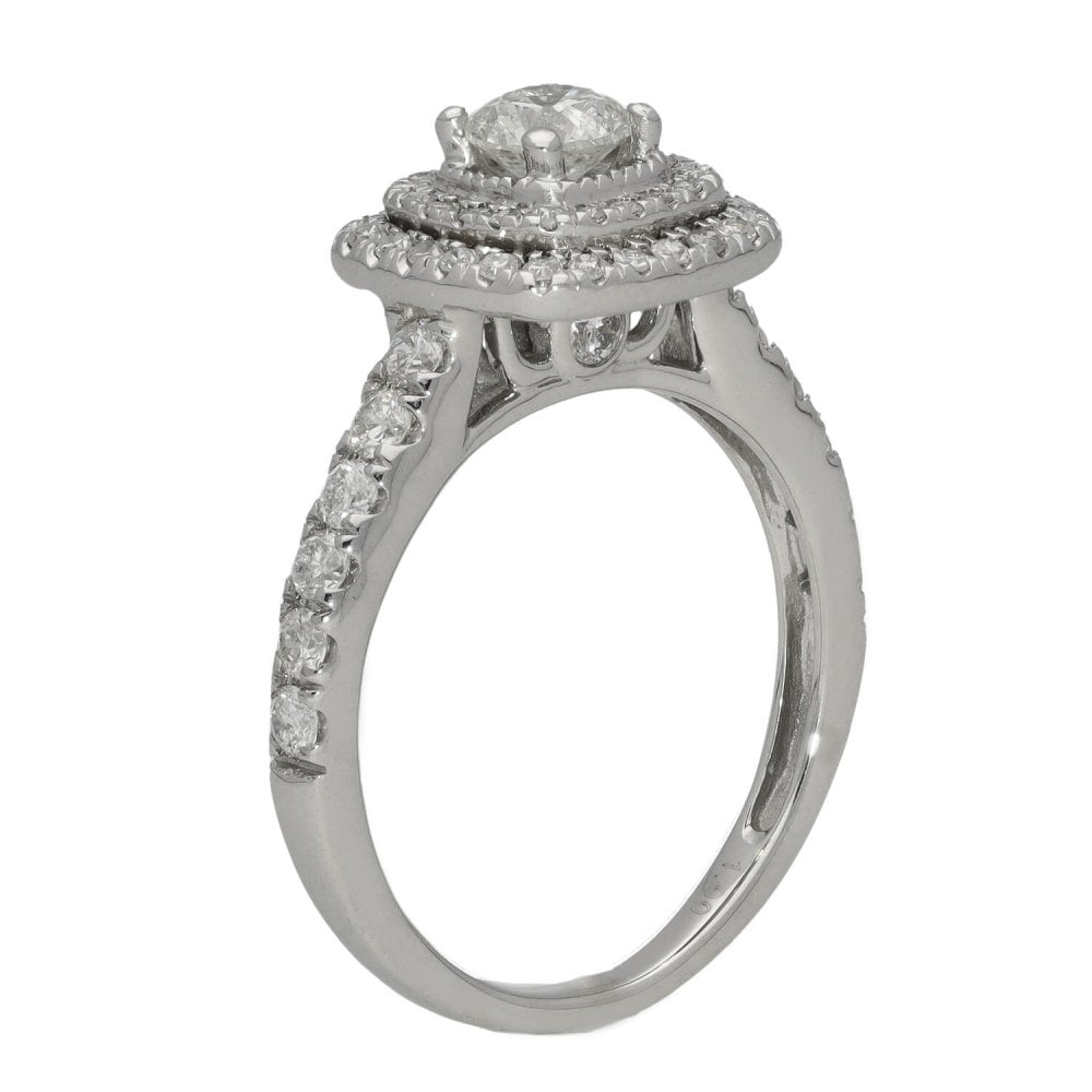 Ladies 18ct White Gold Diamond Cluster Ring - 1.00ct