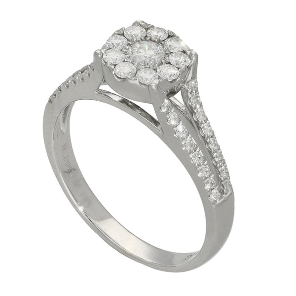 Ladies 18ct White Gold Diamond Cluster Ring - 0.60ct