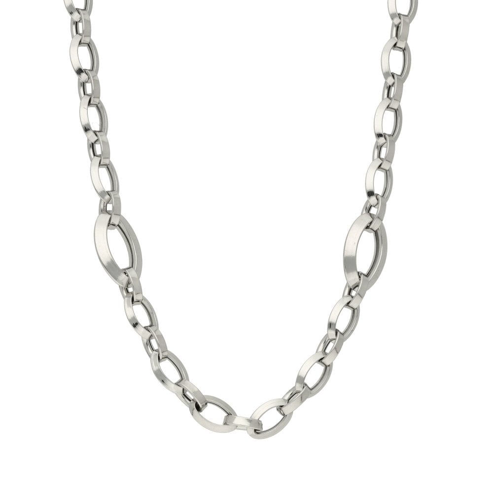 9ct White Gold 24" Fancy Oval Link Chain - 15.6g