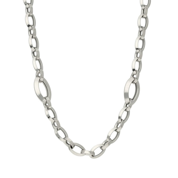 9ct White Gold 24" Fancy Oval Link Chain - 15.6g