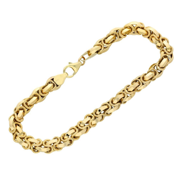 9ct Yellow Gold Hollow Fancy Bracelet - 7.5" - 7.0g