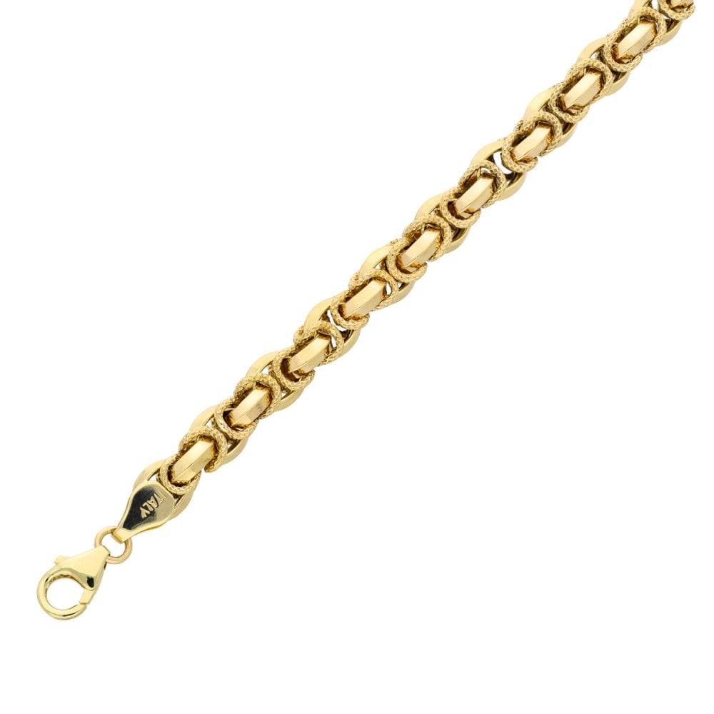 9ct Yellow Gold Hollow Fancy Bracelet - 7.5" - 7.0g