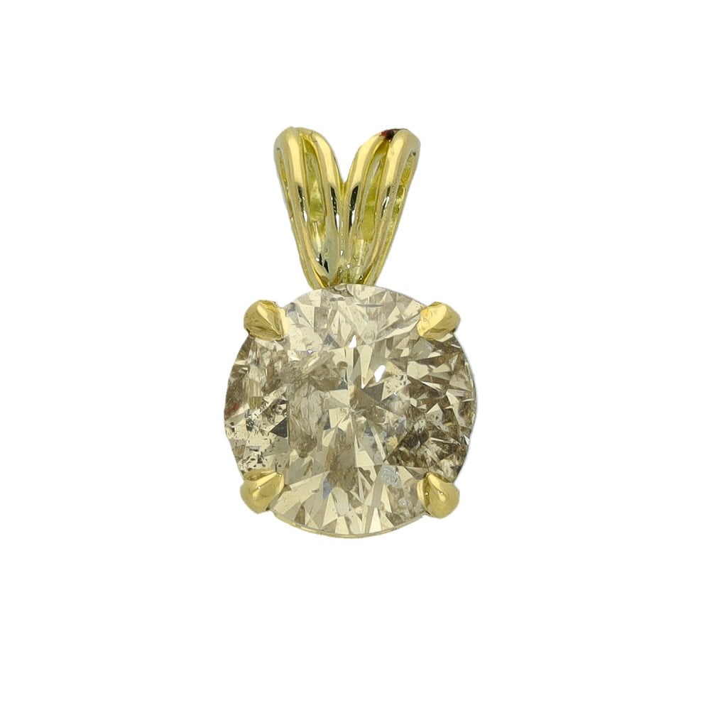 Ladies 18ct Yellow Gold 2.00ct Round Diamond Pendant