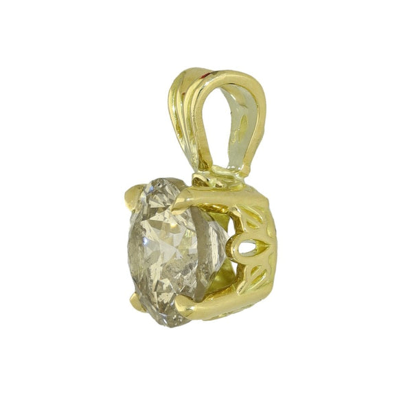 Ladies 18ct Yellow Gold 2.00ct Round Diamond Pendant