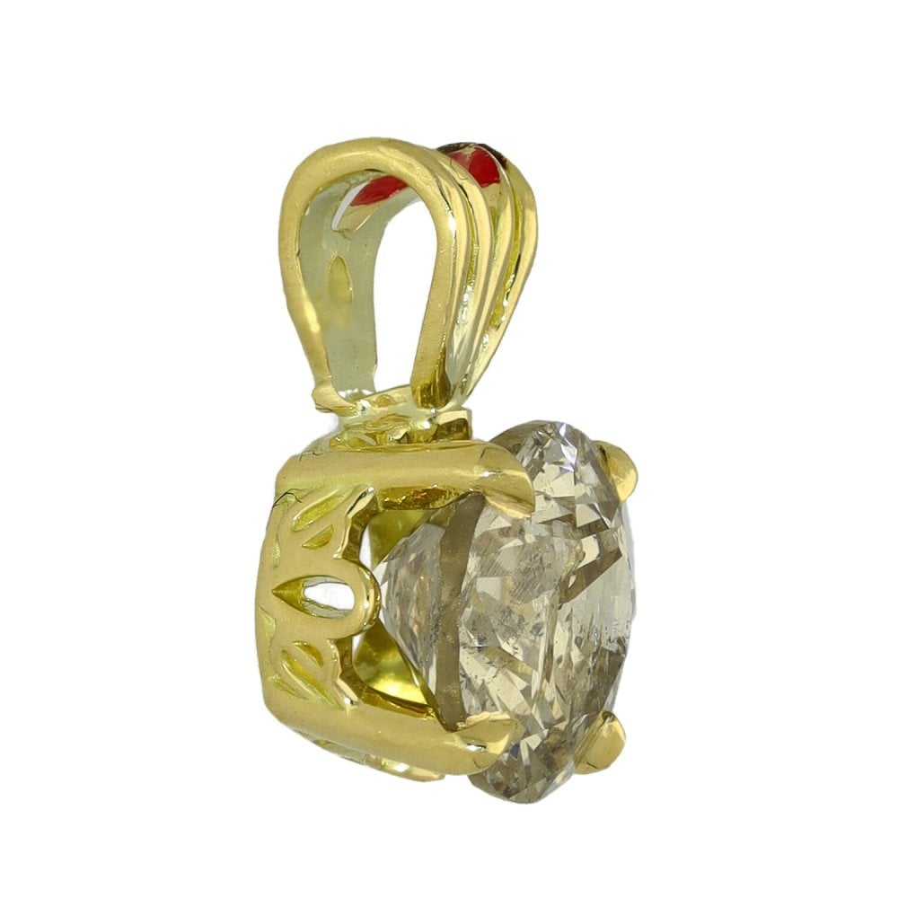 Ladies 18ct Yellow Gold 2.00ct Round Diamond Pendant