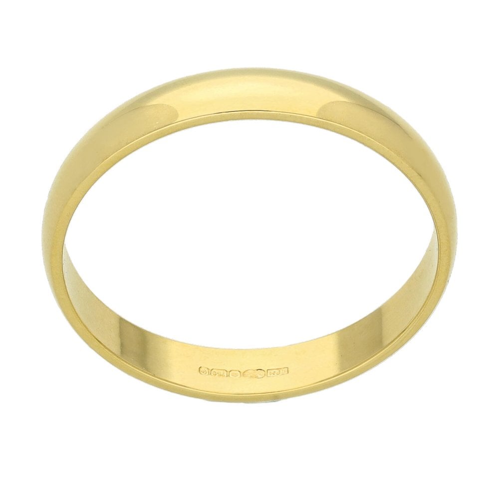 18ct Yellow Gold 3mm D-Shape Wedding Ring  - Size P