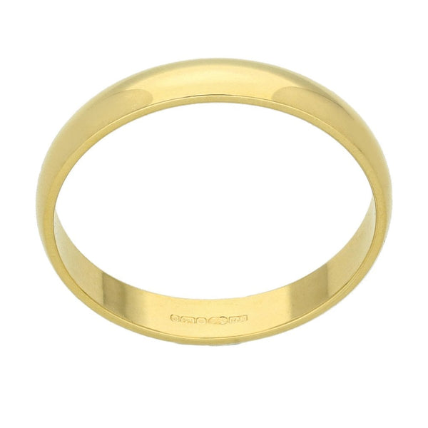 18ct Yellow Gold 3mm D-Shape Wedding Ring  - Size P