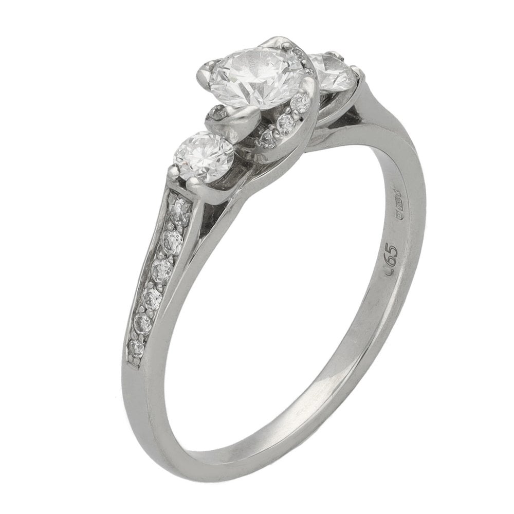 Ladies 18ct White Gold Certified 0.65ct Diamond Engagement Ring