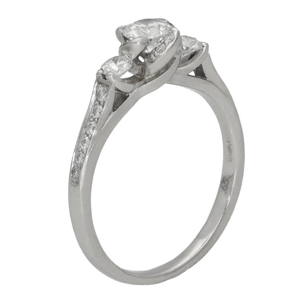 Ladies 18ct White Gold Certified 0.65ct Diamond Engagement Ring