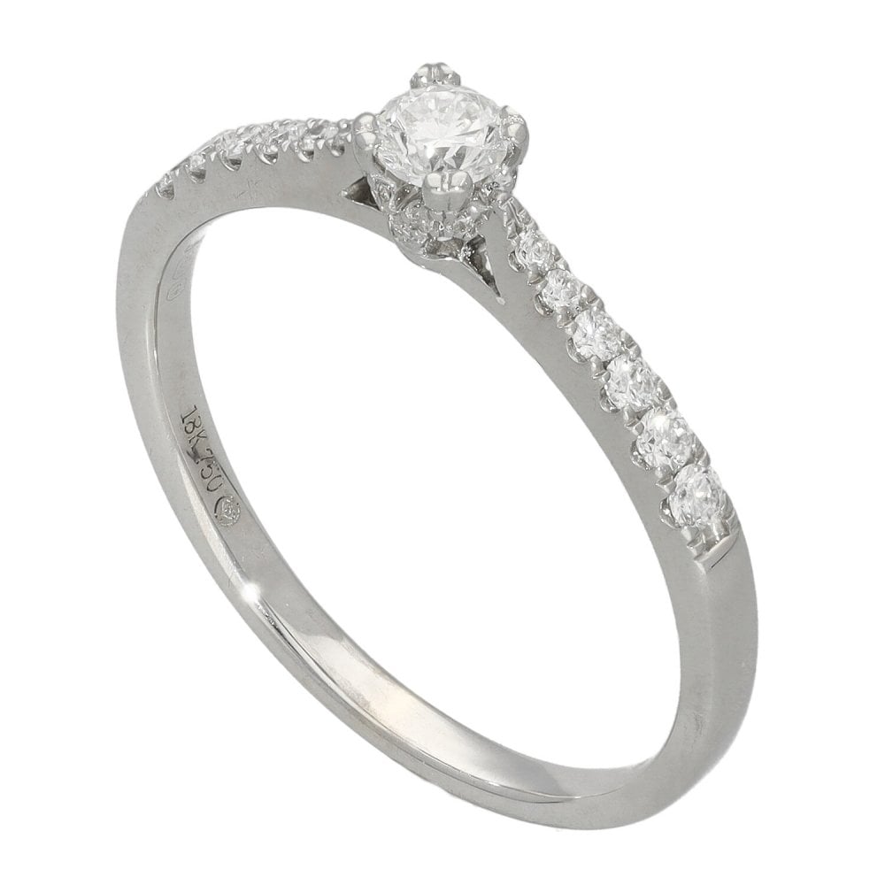 Ladies 18ct White Gold Diamond Engagement Ring - 0.39ct