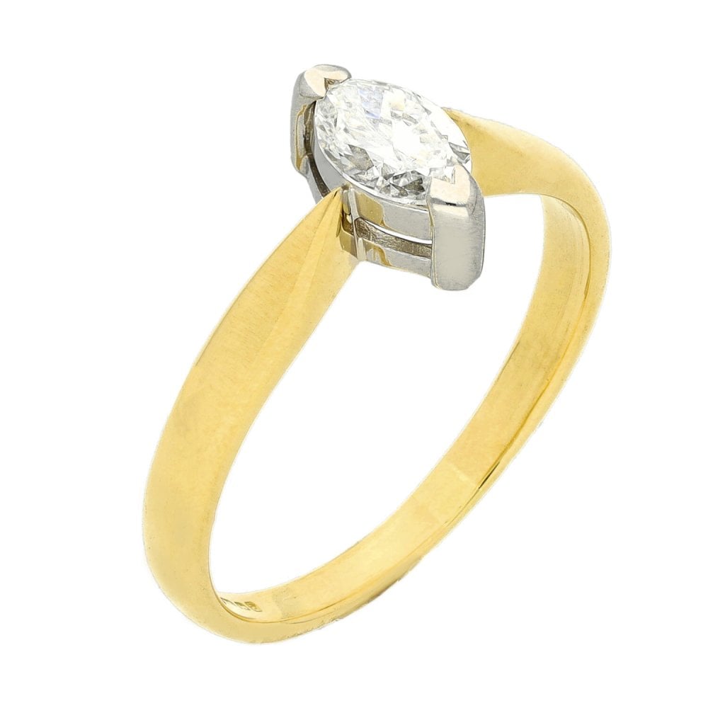 Ladies 18ct Yellow Gold Marquise Diamond Engagement Ring