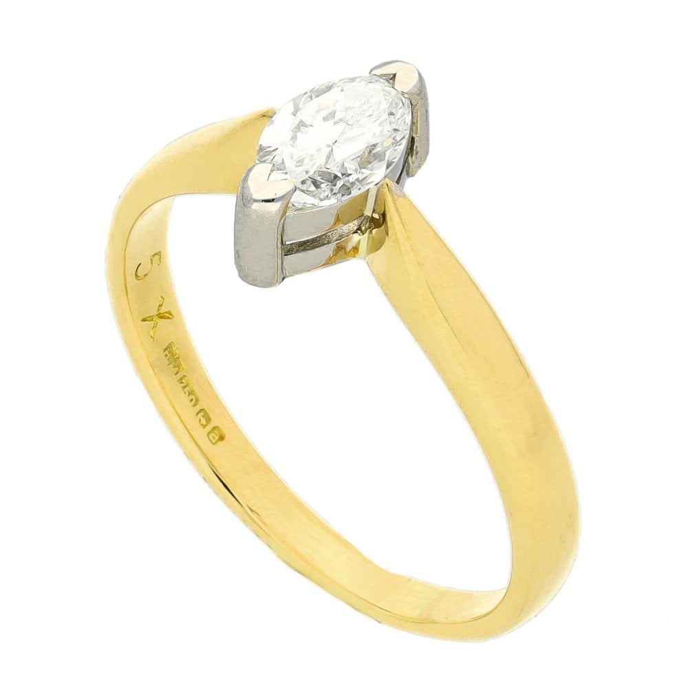 Ladies 18ct Yellow Gold Marquise Diamond Engagement Ring