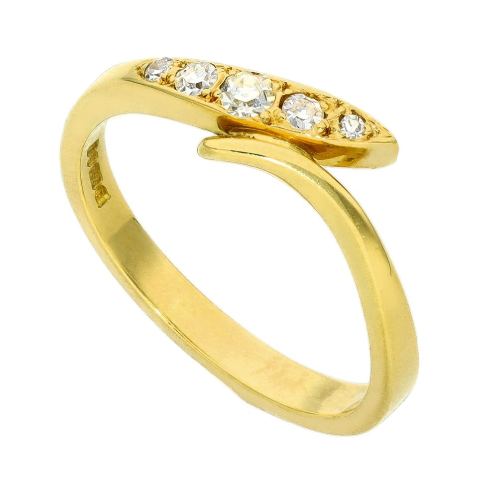 Ladies 18ct Yellow Gold Diamond Set Twist Ring