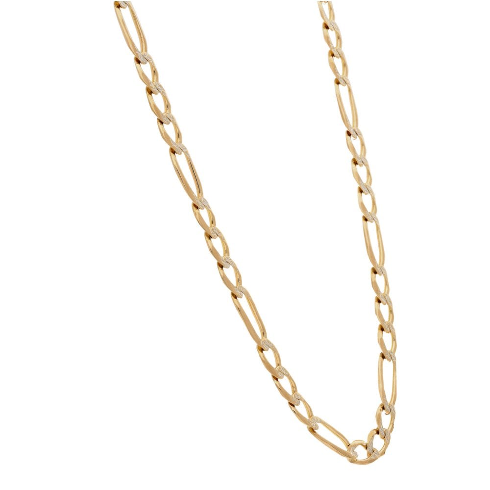 9ct Yellow & White Gold Figaro Chain - 23" - 18.8g