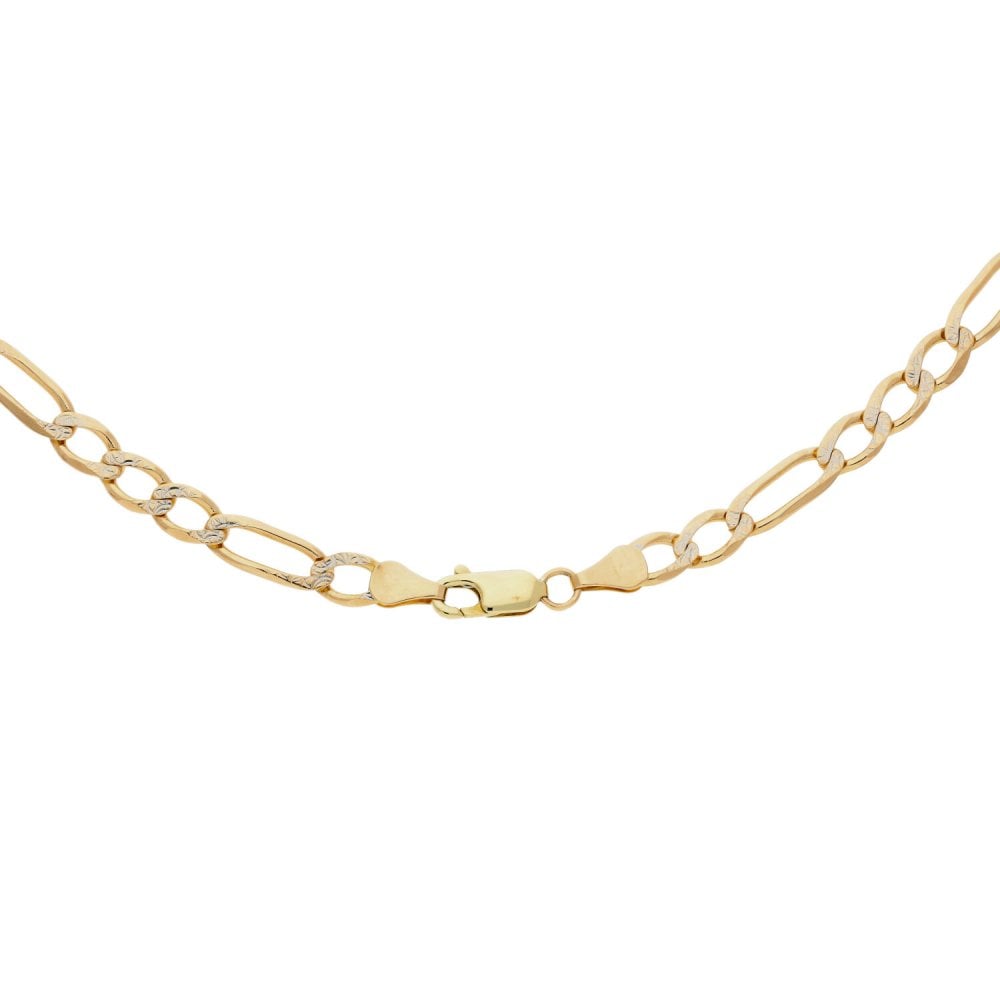 9ct Yellow & White Gold Figaro Chain - 23" - 18.8g
