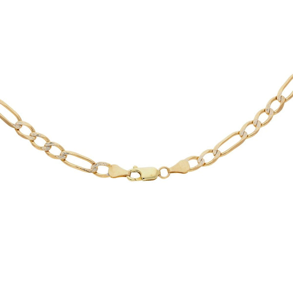 9ct Yellow & White Gold Figaro Chain - 23" - 18.8g