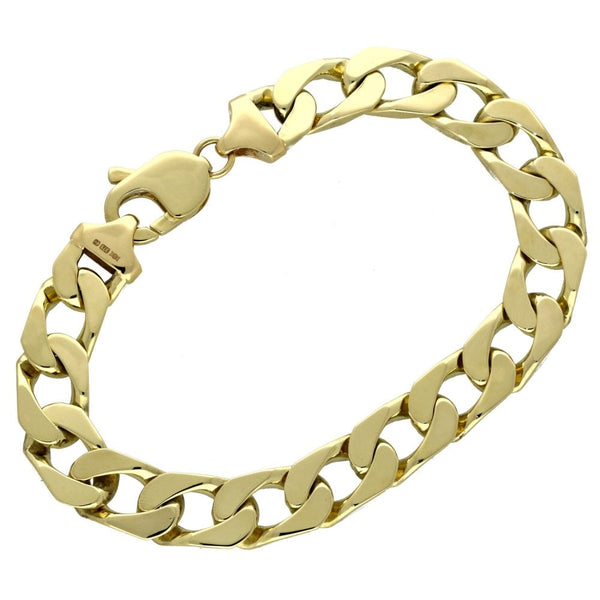 Mens 9ct Yellow Gold 9.5" Curb Bracelet - 59.3g