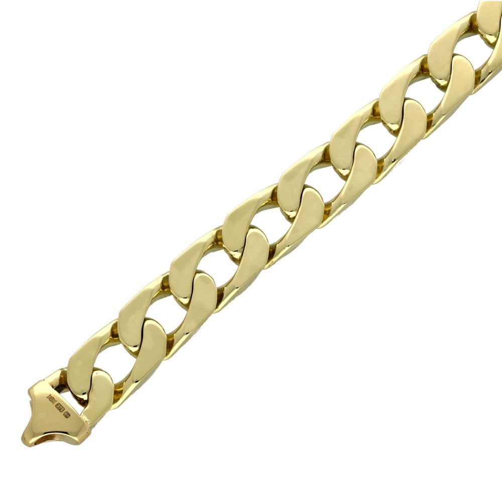 Mens 9ct Yellow Gold 9.5" Curb Bracelet - 59.3g