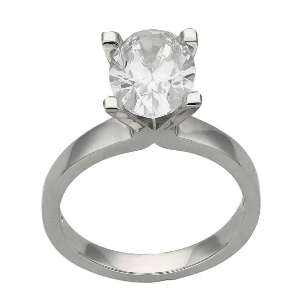 2.50ct Platinum Certified Oval Diamond Engagement Ring - F/VS2