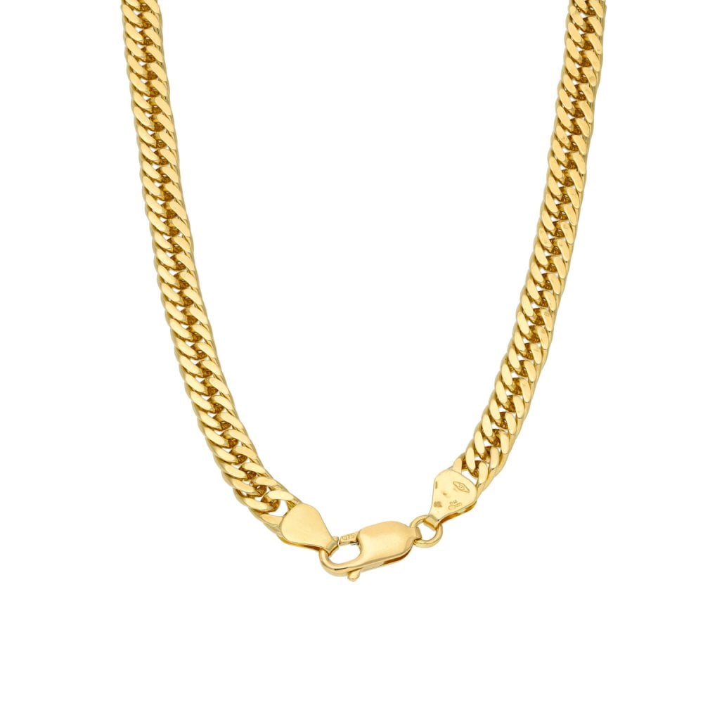 9ct Yellow Gold Double Curb Chain - 18" - 34.4g