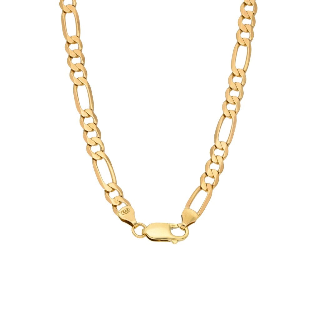 9ct Yellow Gold Figaro Chain - 18" - 15.6g
