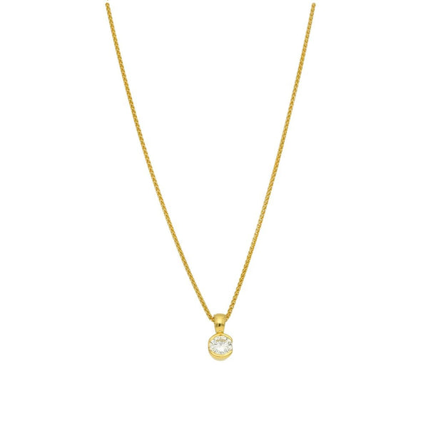 Ladies 18ct Yellow Gold Diamond Pendant & 18" Chain