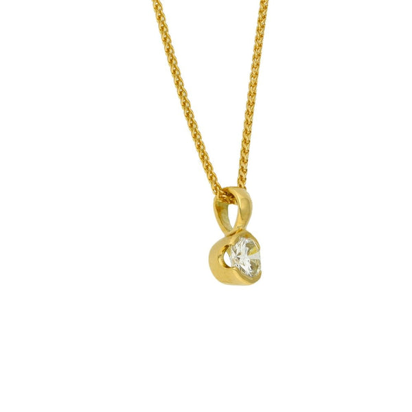 Ladies 18ct Yellow Gold Diamond Pendant & 18" Chain