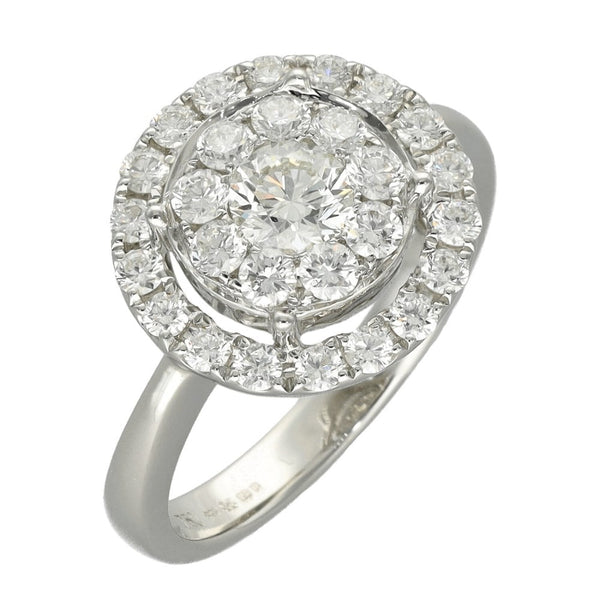 18ct White Gold 1.35ct Diamond Halo Cluster Ring
