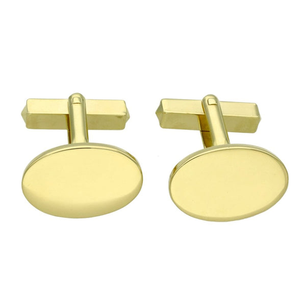 Mens 9ct Yellow Gold Plain Oval Shape Cufflinks - 12.2g