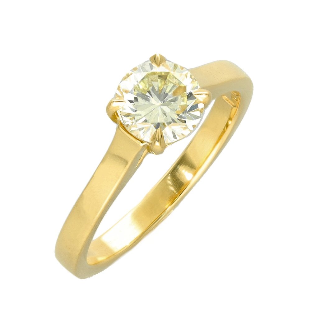 18ct Yellow Gold Certified Diamond Engagement Ring - 1.07ct